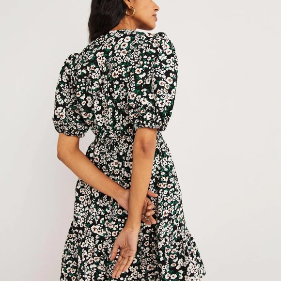Boden Floral Puff Sleeve Tiered Ruffle Boho Dress Size 6 NWT - Picture 4 of 16